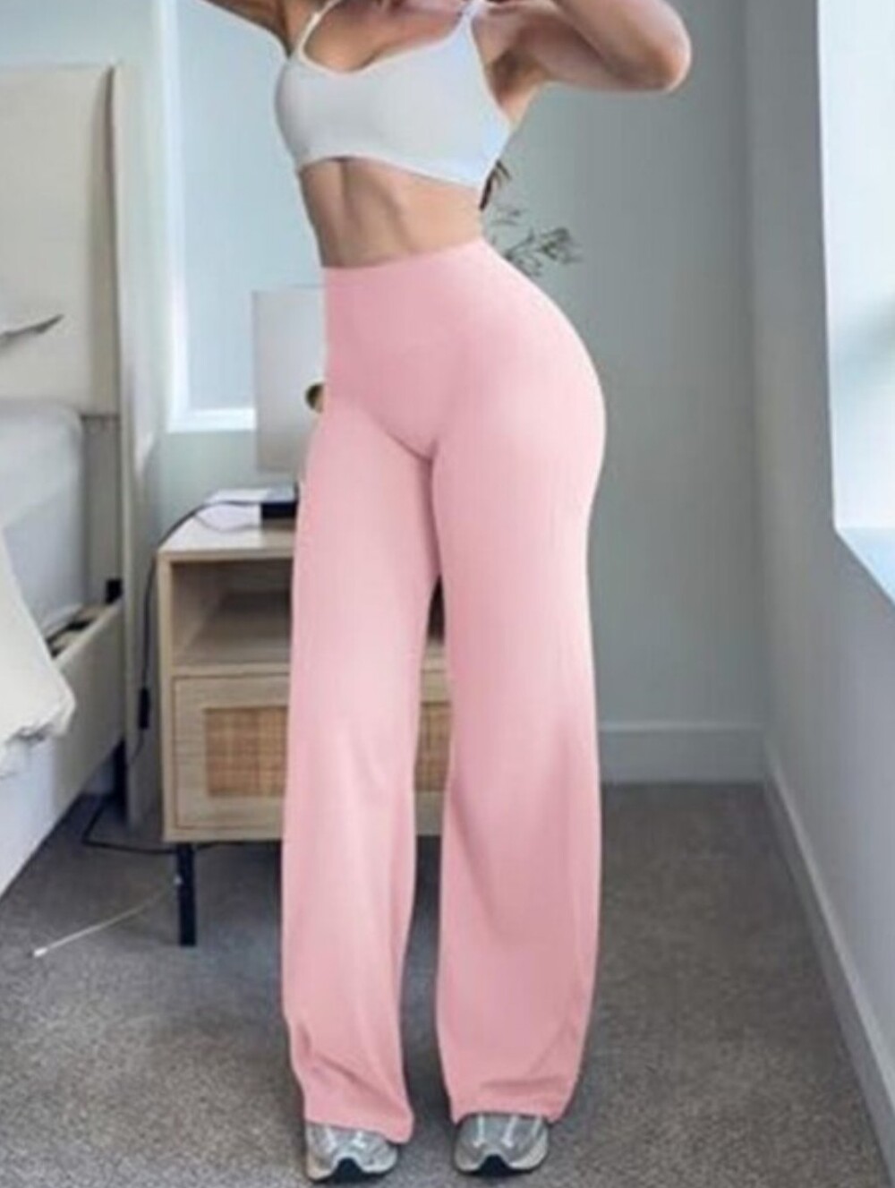 Yeoreo High-Waist Wide-Leg Lounge Pants - Pink